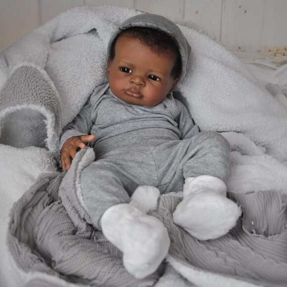 Baby Dolls Black Boy 20 Inch African American New born Boy Doll Lifelike Weight - Picture 1 of 6